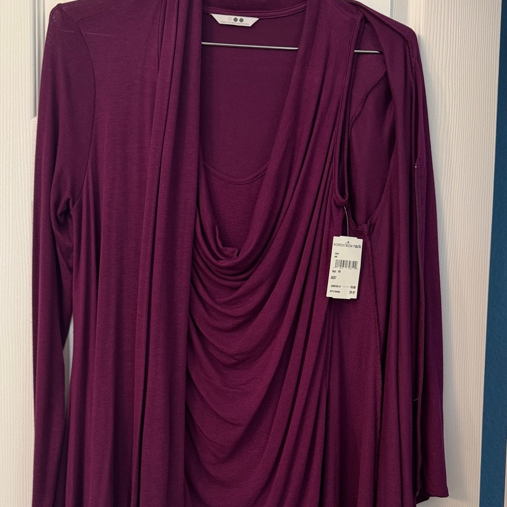 Chic Women's Cardigan in Deep Purple & sweater tank